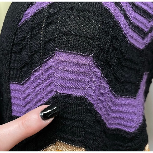 M MISSONI Italy Classic Knit Cardigan Sweater Chevron Zigzag Lightweight 44 M - Picture 13 of 13